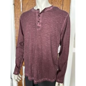 SUN & STONE Red Long Sleeve Henley Cotton Shirt sz XL (NWT)